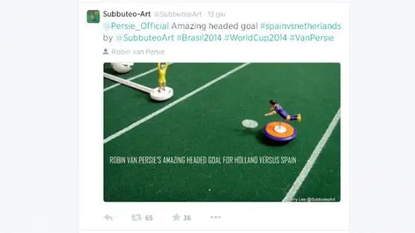 Il gol di Van Persie in tuffo contro la Spagna.