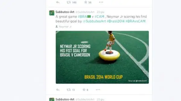 Il piattone con cui Neymar ha sbloccato il risultato contro il Camerun.