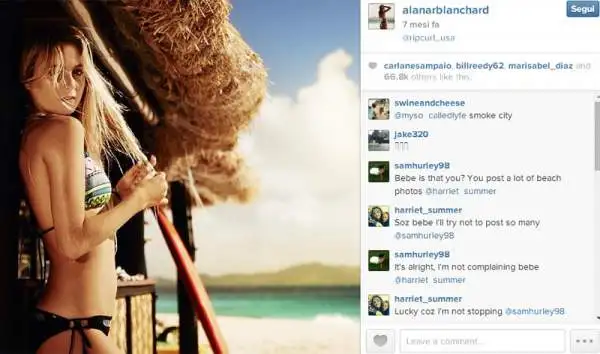 Campionessa del surf (vanta 16 titoli mondiali) e non solo. Ha la sua linea di bikini, un reality show personale e tanti servizi fotografici all'attivo. Gli utenti di Instagram sono pazzi di lei.