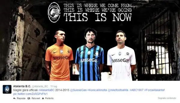L'Atalanta per questa stagione ha optato per la pulizia: nerazzurra senza fronzoli la maglia casalinga, completamente bianca e completamente arancione (unica novità) le casacche alternative.