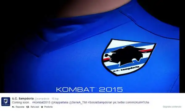 Ancora non ha visto ufficialmente la luce la maglia della Sampdoria. Blucerchiata la divisa casalinga, la seconda maglia avrà una prevalenza bianca e la terza, dopo 18 anni di assenza, rossa.