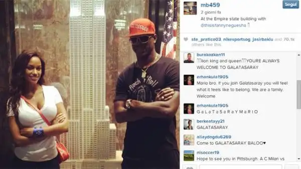 Vacanze americane per 'SuperMario' e la sua Fanny Neguesha, a spasso per la Grande Mela senza dimenticare di aggiornare su Instagram i loro continui spostamenti.