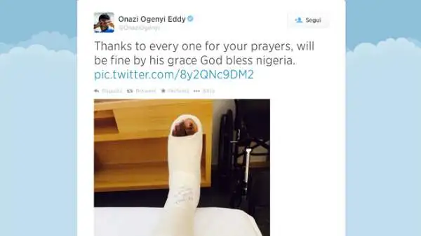 Il bruttissimo fallo di Matuidi (non espulso) è costato la frattura di perone e tibia al laziale Onazi, nella sconfitta della Nigeria agli ottavi con la Francia.
