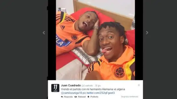 Cuadrado, oggetto del desiderio dei club di mezza Europa, si gode uno degli ultimi momenti spensierati.
