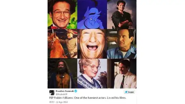 La morte di Robin Williams, attore di Hollywood e mito per almeno tre generazioni di amanti del cinema, ha gettato nello sconforto il mondo. E tanti sportivi hanno voluto salutarlo.