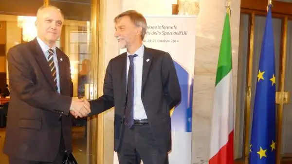 A Roma si è svolta una riunione informale dei ministri dello sport dell'Unione Europea: Graziano Delrio con Jaroslaw Pietras (GSC(EAAS).