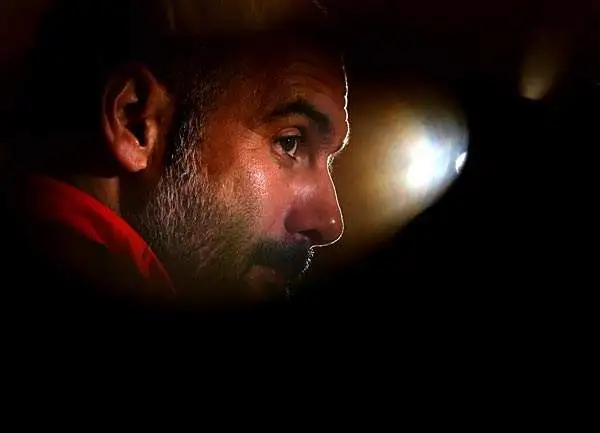 Calcio: Un immagine dell'allenatore del Bayern Pep Guardiola durante la conferenza stampa in occasione del match di Champions League contro il CSKA Mosca.
