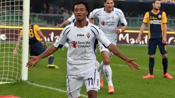 Verona-Fiorentina 1-2. Cuadrado 6,5. Nel primo tempo fatica all'inverosimile, ma poi trova un gol fondamentale per la causa dei gigliati.