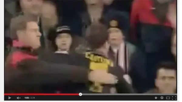 Cantona sfuggì al controllo di uno steward e si avviò verso gli spalti.
