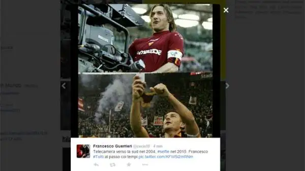 Il selfie di Totti, che si è scattato una foto col cellulare dopo aver segnato il gol del 2-2 nel derby, su Twitter è stato trasformato in divertenti fotomontaggi.
