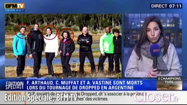 La nuotatrice Camille Muffat, il pugile Alexis Vastine e la velista Florence Arthaud tra i morti di un incidente tra elicotteri in Argentina.