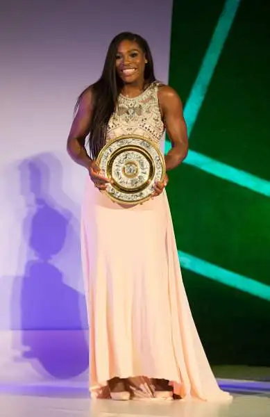 Tradizionale festeggiamento al Championship Dinner per i due vincitori di Wimbledon Serena Williams e Novak Djokovic.