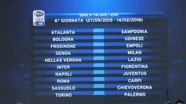 Il 27 settembre si riparte con una sempre infuocata Napoli-Juventus. Ma i big match non mancano: ci sono anche Inter-Fiorentina, Genoa-Milan e Verona-Lazio.
