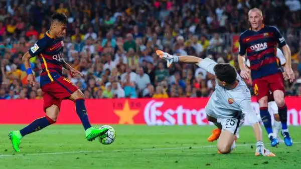 Il Trofeo Gamper va ai blaugrana: Neymar, Messi (protagonista di un battibecco con Yanga-Mbiwa) e Rakitic i marcatori.