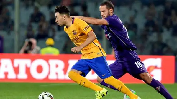 Bernardeschi fa urlare Firenze: i blaugrana perdono per 2-1 al Franchi grazie alla sua doppietta. Catalani in rete con Suarez.