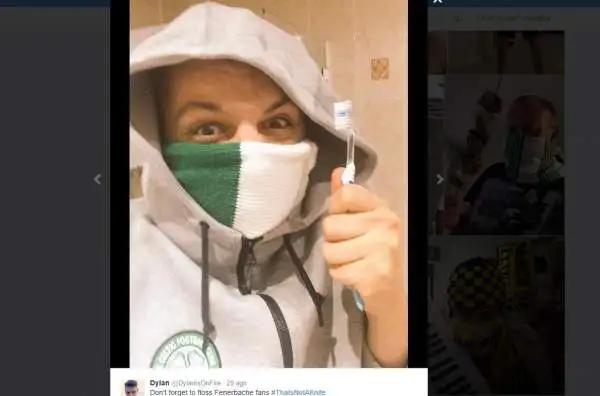 Nell’attesa che la polizia turca faccia il suo dovere coi due tifosi (?) del Fenerbahce che hanno minacciato quelli del Celtic brandendo un coltello, ecco l’ironica risposta dei biancoverdi.