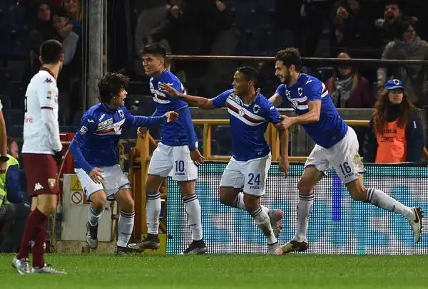 Sampdoria beffata a Marassi: in vantaggio con Muriel vine subito raggiunta da Belotti, si riporta avanti con Soriano ma il Torino trova il 2-2 al 94' ancora grazie a Belotti.