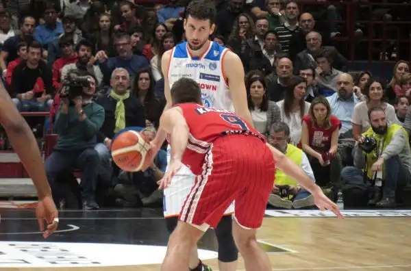 L'Olimpia, trascinata da Gentile e Batista, si aggiudica il derby contro i brianzoli, privi di Fesenko.