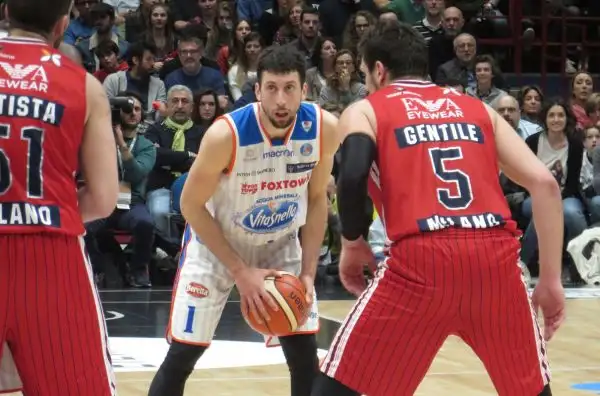 L'Olimpia, trascinata da Gentile e Batista, si aggiudica il derby contro i brianzoli, privi di Fesenko.