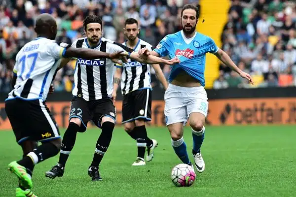 Il Napoli crolla a Udine, Juve a +6. Azzurri irriconoscibili: super Fernandes, Higuain espulso. Scudetto lontano.