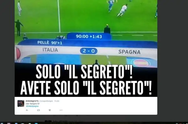 Tifosi scatenati su Twitter dopo la vittoria sugli iberici.