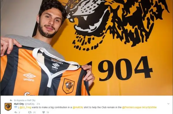 Andrea Ranocchia lascia l'Inter per approdare in Premier League, destinazione Hull City.