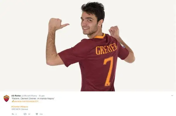 Clement Grenier si trasferisce in prestito dal Lione alla Roma.