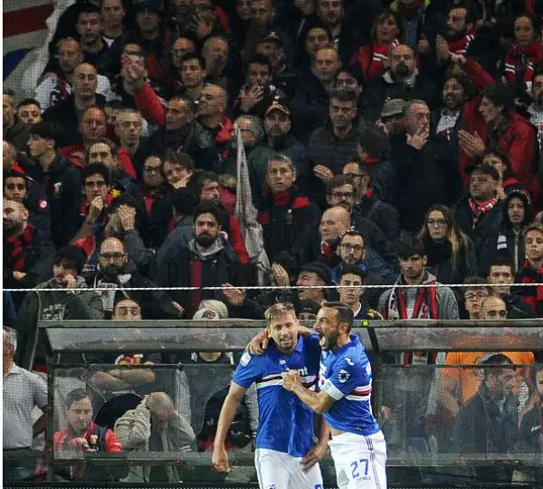 Blucerchiati in festa dopo la stracittadina, decisa dai gol di Ramirez e Quagliarella.