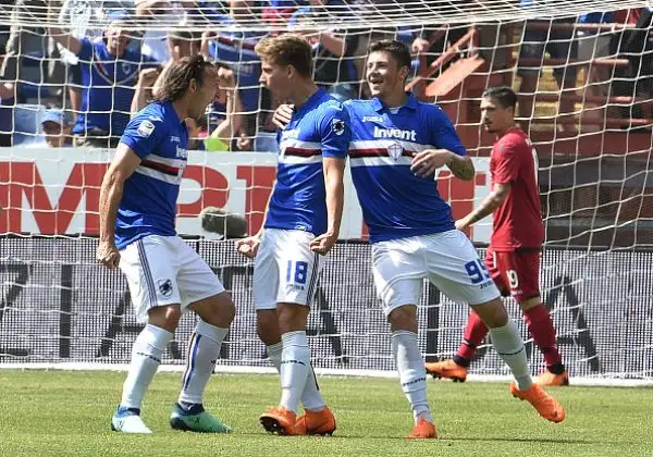 La squadra di Giampaolo in gol con Quagliarella, Kownacki, Praet e Ramirez. Di Pavoletti il gol della bandiera per gli ospiti.
