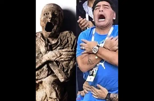 Nel corso di Argentina-Nigeria il 'Pibe de oro' non ha saputo trattenersi. E il web si è scatenato a sua volta. 