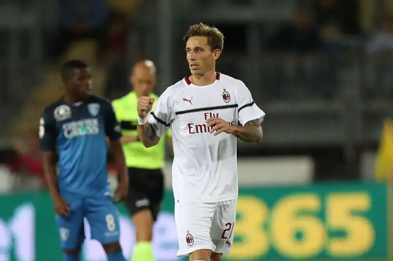 In vantaggio nel primo tempo con un gran tiro di Biglia, i rossoneri si fanno raggiungere nella ripresa da un rigore di Caputo.
