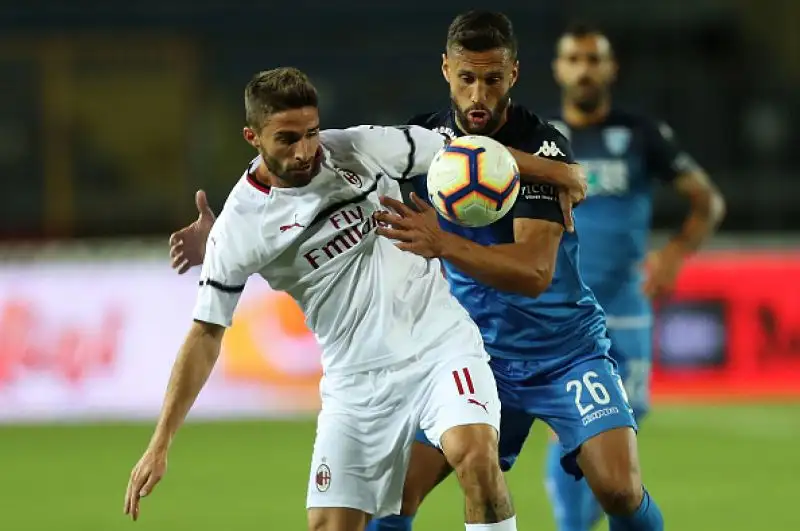 In vantaggio nel primo tempo con un gran tiro di Biglia, i rossoneri si fanno raggiungere nella ripresa da un rigore di Caputo.