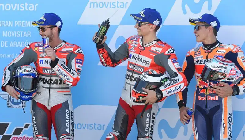 Lorenzo beffa Dovizioso e Marquez nelle prove del GP di Aragon, il Dottore, diciottesimo, mai così male dal 2006.