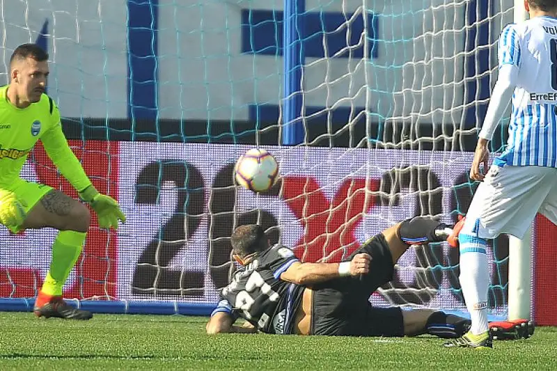 Fabio Quagliarella con una doppietta trascina la Sampdoria alla vittoria contro la Spal per 2-1 a Ferrara e raggiunge Cristiano Ronaldo in testa alla classifica cannonieri a quota 19 gol.