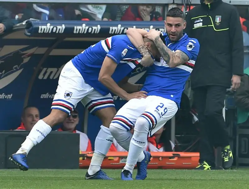 Il derby della lanterna si tinge di blucerchiato grazie ai gol di Defrel e Quagliarella.