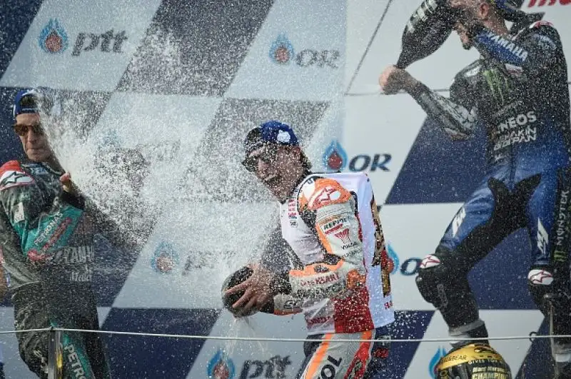 Alle spalle di Marquez sul podio Quartararo e
Viñales, ottavo Valentino Rossi.