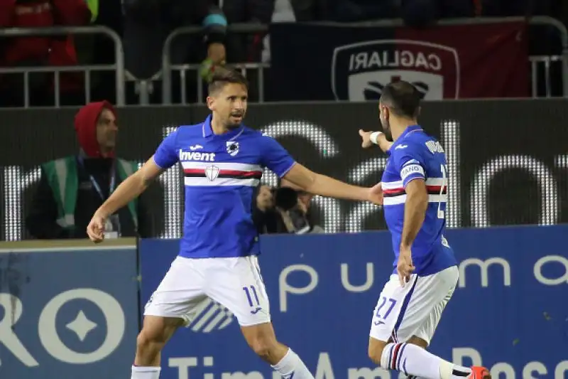 Per i rossoblu doppietta di Joao Pedro e gol di Nainggolan e Cerri, per gli ospiti due volte in gol Quagliarella e rete di Gaston Ramirez.