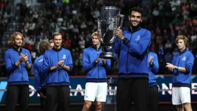 Matteo Berrettini partecipa alla Laver Cup nel Team Europe, guidato da Borg, con cui conquista la vittoria