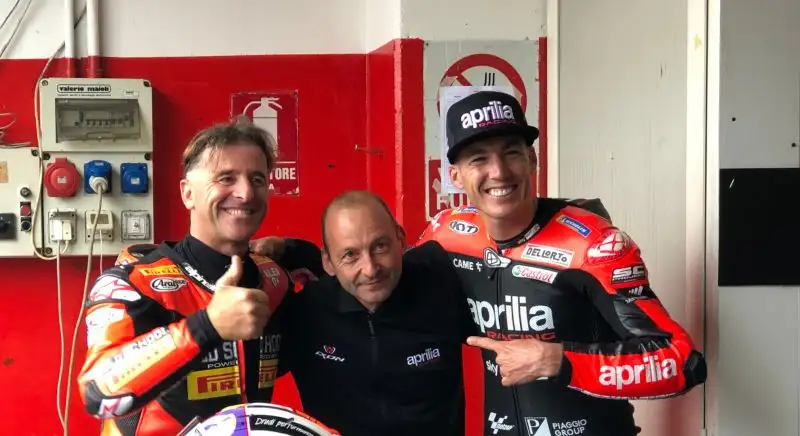 Sono state riportante in pista anche alcune delle moto di successo della storia della casa di Noale, che ha anche festeggiato quest'anno il trentesimo anniversario del primo titolo mondiale conquistato nella classe 125 con Alex Gramigni