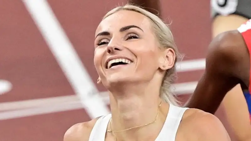 L'angelica quattrocentista polacca Justyina Swiety-Ersetic si presenta negli Stati Uniti reduce da un oro e un argento alle Olimpiadi