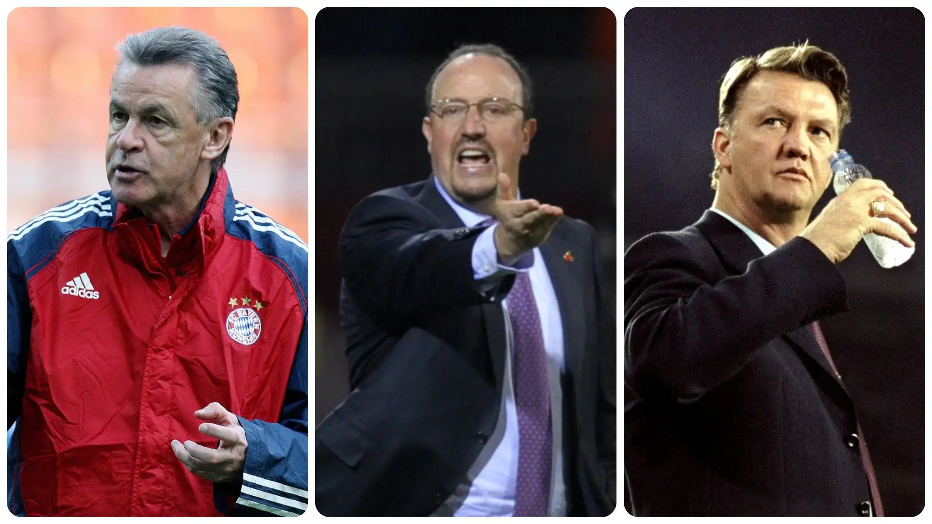 9- Ottmar Hitzfeld 95 (Bayern Monaco 76, Borussia Dortmund 19), Rafael Benítez 95 (Napoli 6, Real Madrid 6, Valencia 14, Liverpool 62, Internazionale Milano 6, Chelsea 1), Louis van Gaal 95 (Bayern Monaco 21, Ajax 32, Barcellona 36, Manchester United 6)
