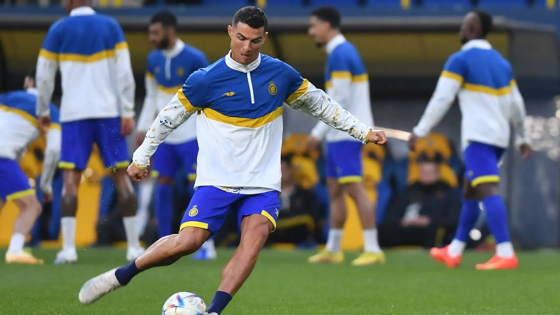 Cristiano Ronaldo durante l'allenamento prima della partita