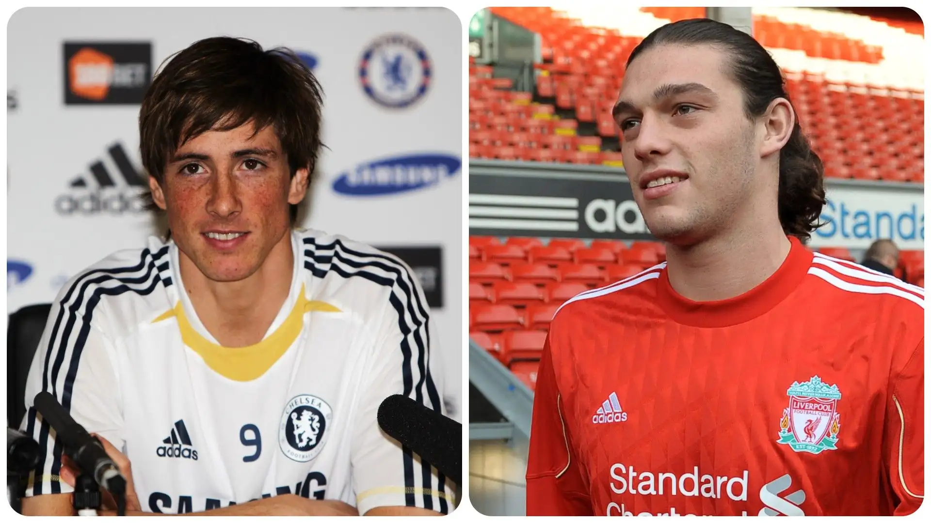 2- Fernando Torres (dal Liverpool al Chelsea per 50 milioni di sterline, 2011) e Andy Carroll (dal Newcastle al Liverpool per 35 milioni di sterline, 2011)
