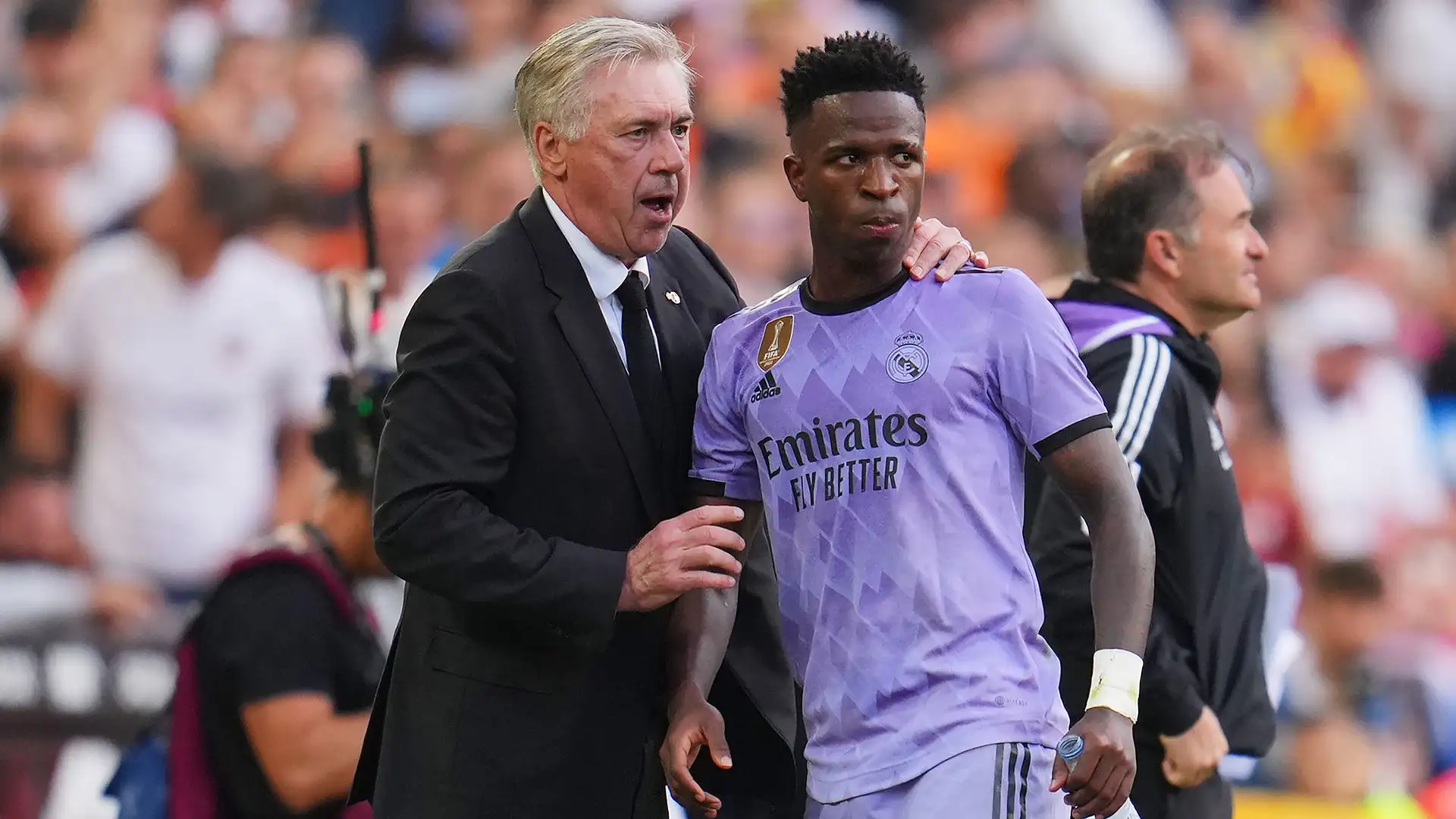 Carlo Ancelotti ha cercato di tenere calmo Vinicius junior