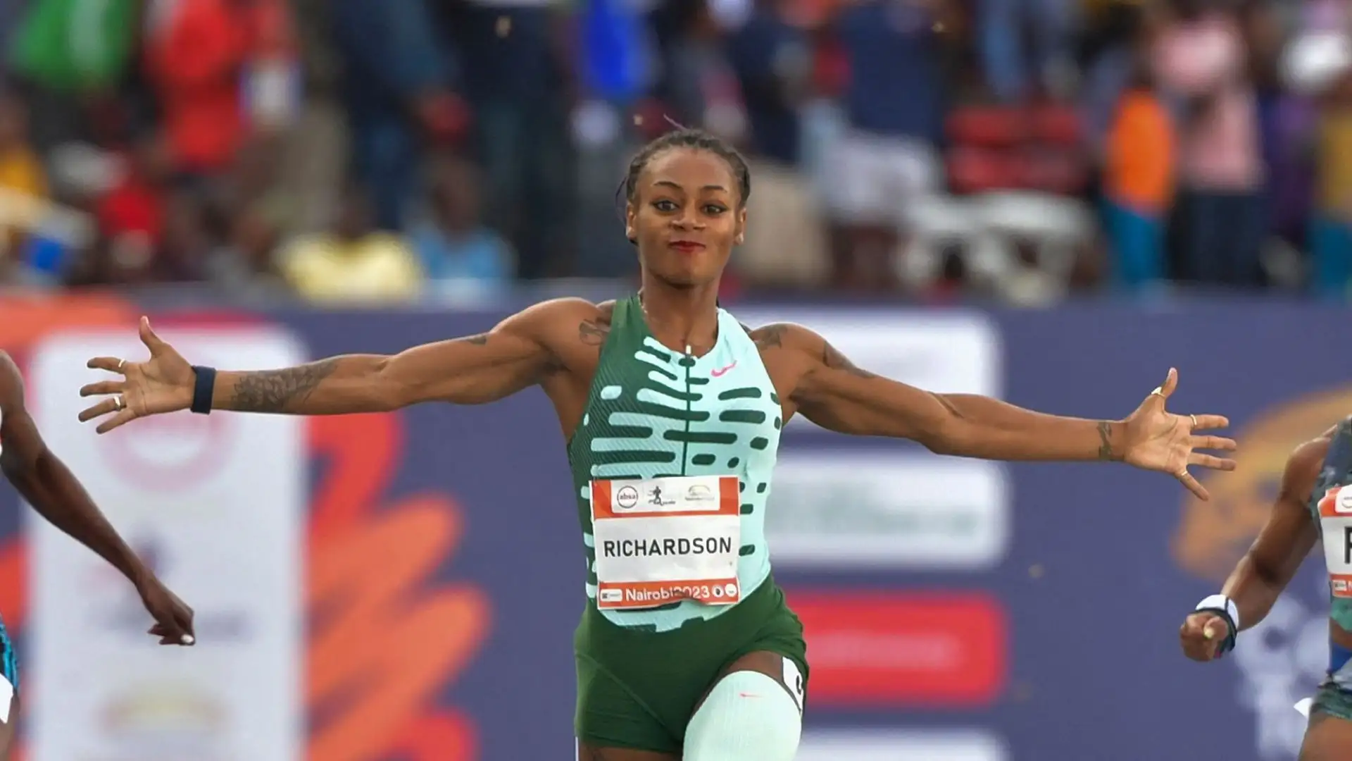 La velocista statunitense ha dominato e vinto la gara dei 200 metri donne al Kasarani Stadium a Nairobi