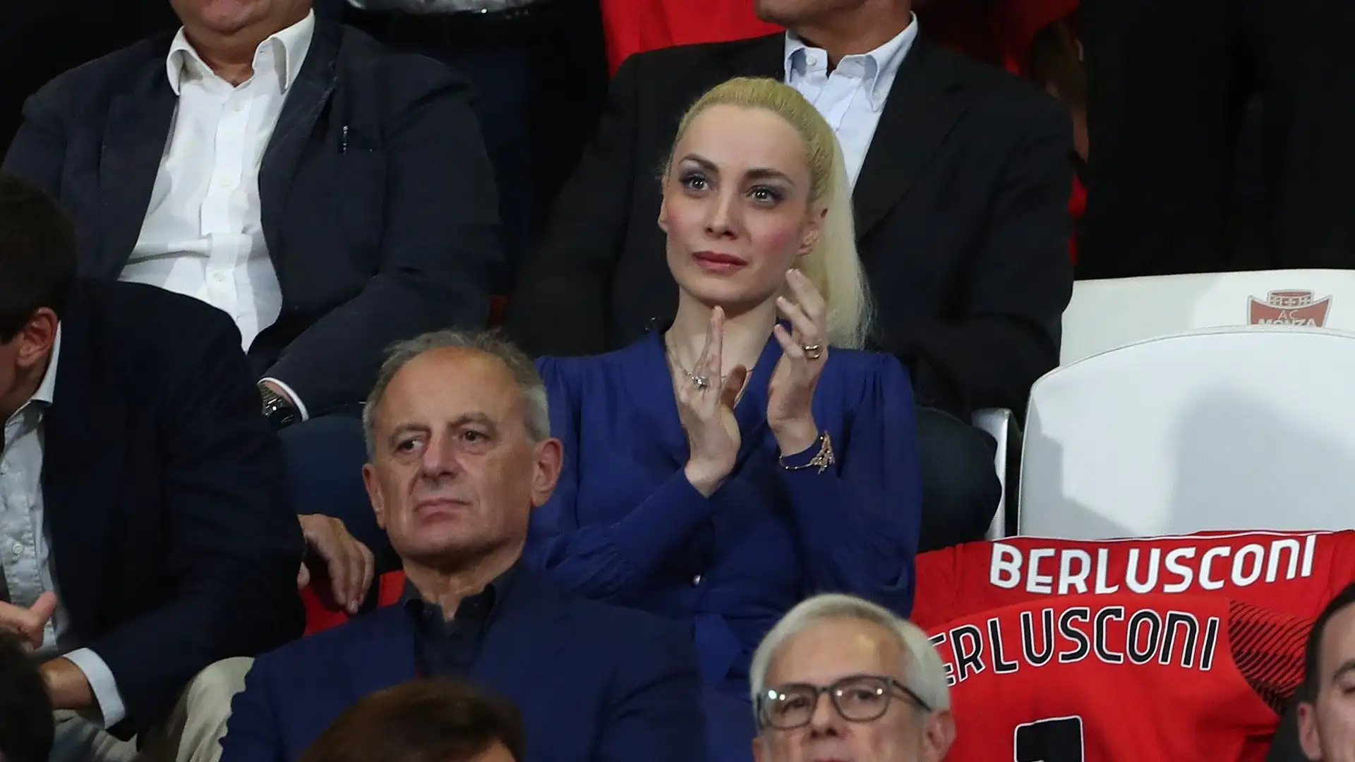 Sugli spalti si è vista anche Marta Fascina. E' la sua prima uscita pubblica dalla scomparsa di Silvio Berlusconi