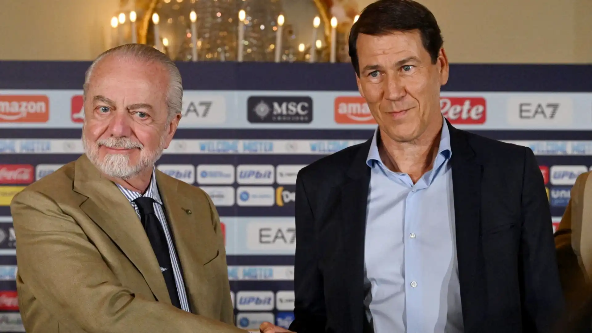 Napoli, incontro tra Aurelio De Laurentiis e Rudi Garcia a Castel Volturno