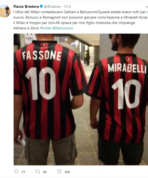 Briatore: “Mio figlio rimpiange Berlusconi e Galliani”
