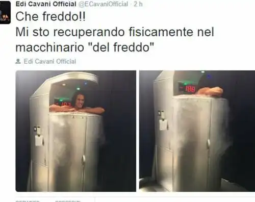 Cavani si congela a -188 gradi