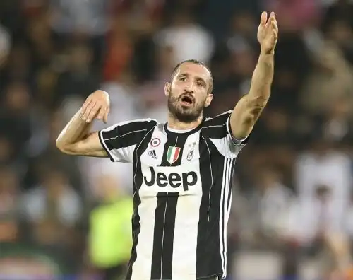 Tegola Juventus, si ferma Chiellini